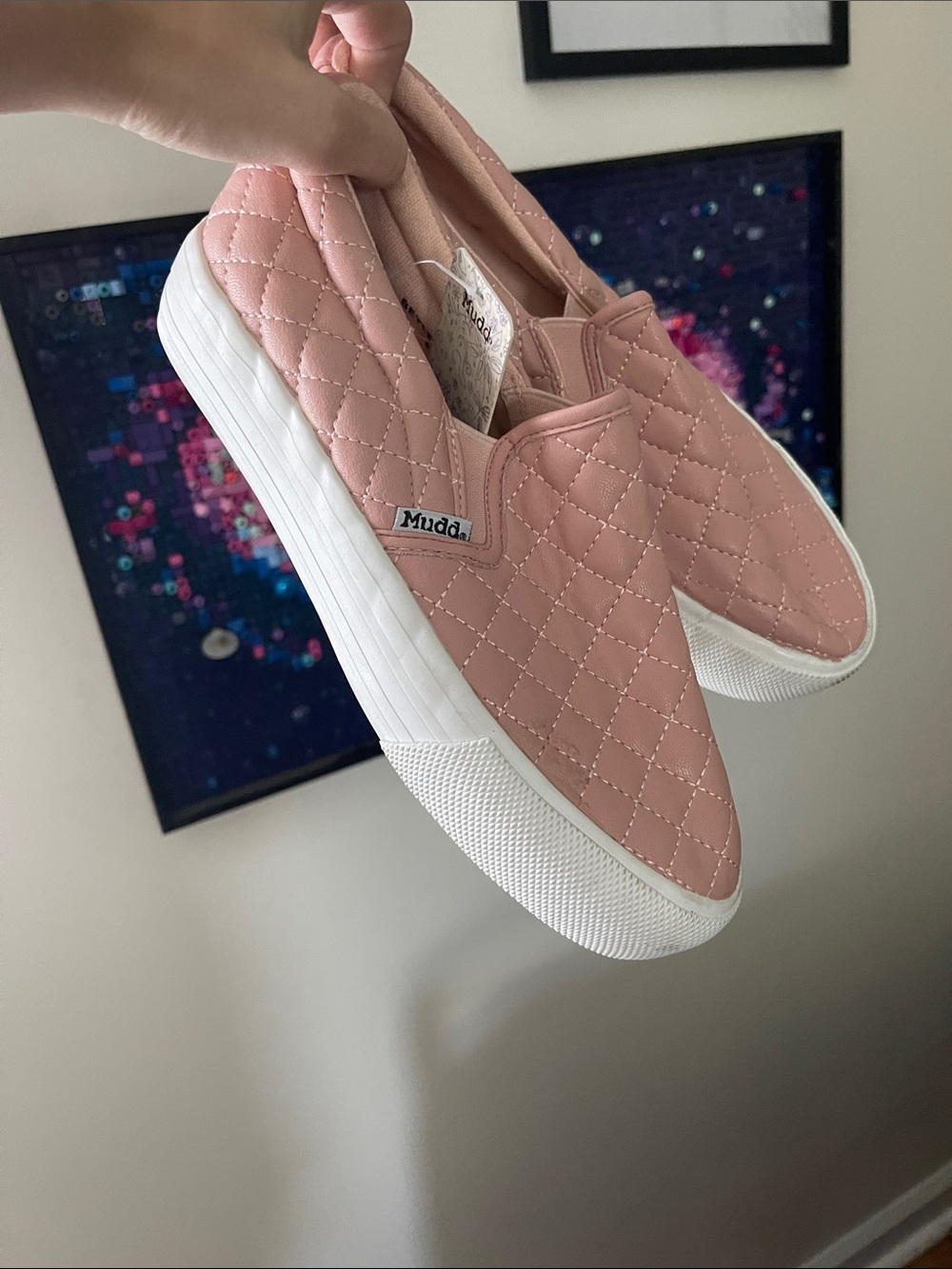 Mudd Quilted Slip-On Sneakers - Blush Pink with White Sole